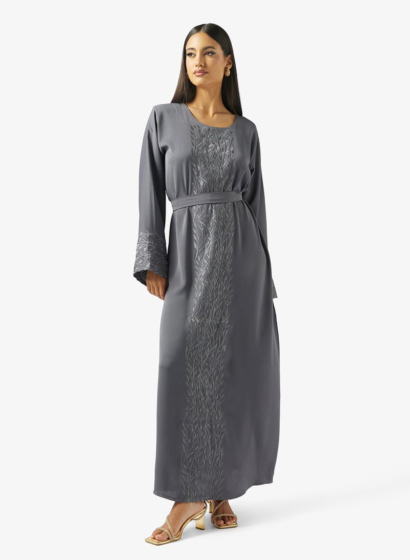 hayas closet Emroidered Belted Jalabiya - Image 1